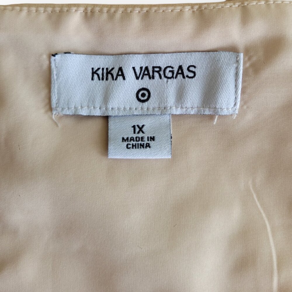 Kika Vargas x Target Cream Fairycore Midi Dress Empire Waist Size 1X Textured - Picture 6 of 13
